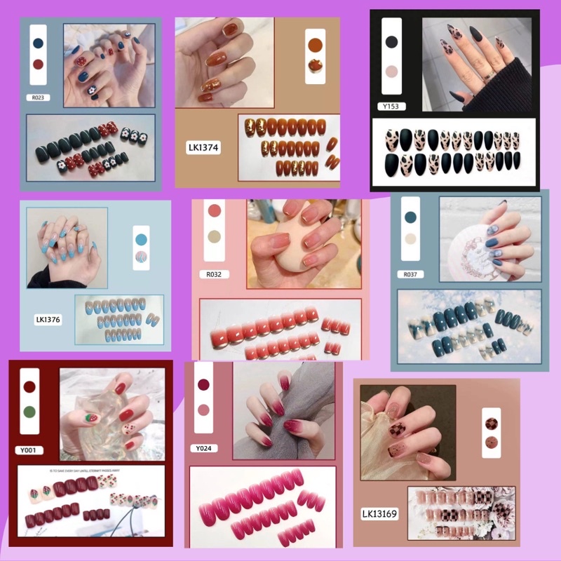 [✅ bisa COD] [✅ Gratis LEM dan KIKIR ] (DK0052) 24pcs/set Kuku Palsu Pendek Panjang Imitasi Nail Tip