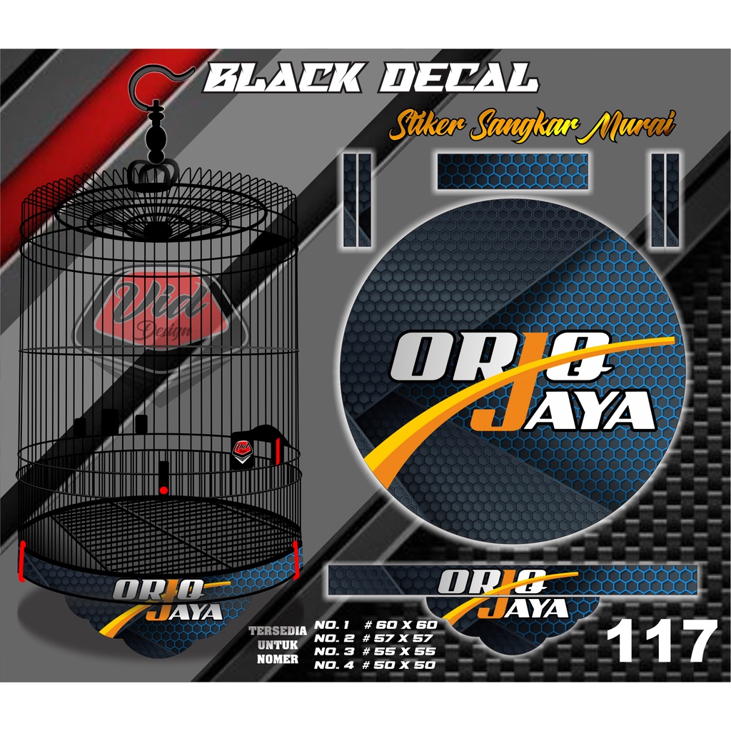 Decal Stiker Sangkar Bulat Tebok Kandang Murai Oriq Jaya No 1 2 3 4