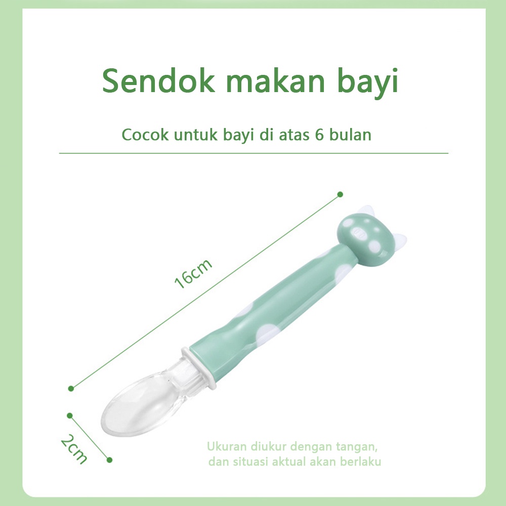 BAYI SILICONE TAHAN PANAS - SENDOK BAYI KARTUN LUCU BABY SAFETY SPOON B258