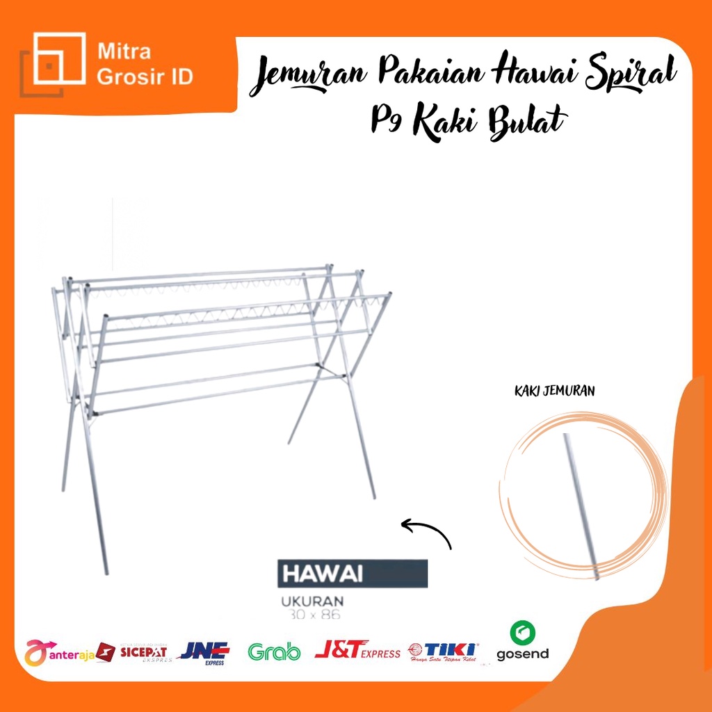 JEMURAN PAKAIAN HAWAI SPIRAL P9 KAKI BULAT