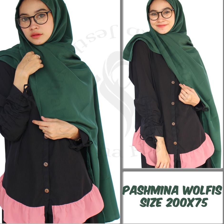 PUN.31Oc22ž– pasmina Wolfis Ukuran Panjang 200x75cm Jilbab Hijab Kerudung Pashmina jumbo premium