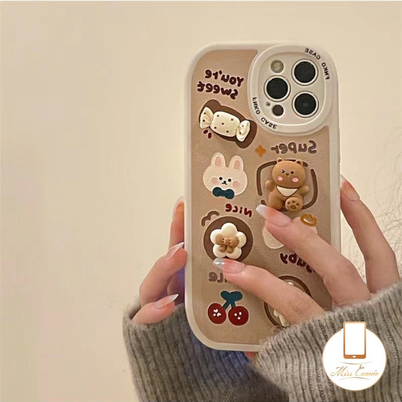 Casing Redmi Note11 Note10 8 9 11s 11Pro 9s Redmi A1 9T 12C 10 9 9A 9C NFC 10A 10C Note 9Pro 10Pro 10s PO CO F4 K40s INS Korea 3D Kartun Boneka Mainan Permen Beruang Kecil Kelinci Cover