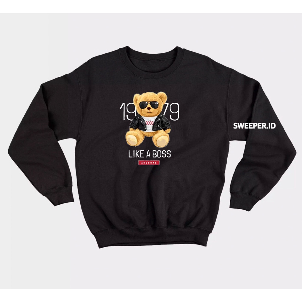 SWEATER CREWNECK TEDDYBEAR LIKE A BOS BAHAN FLEECE BAHAN FLEECE