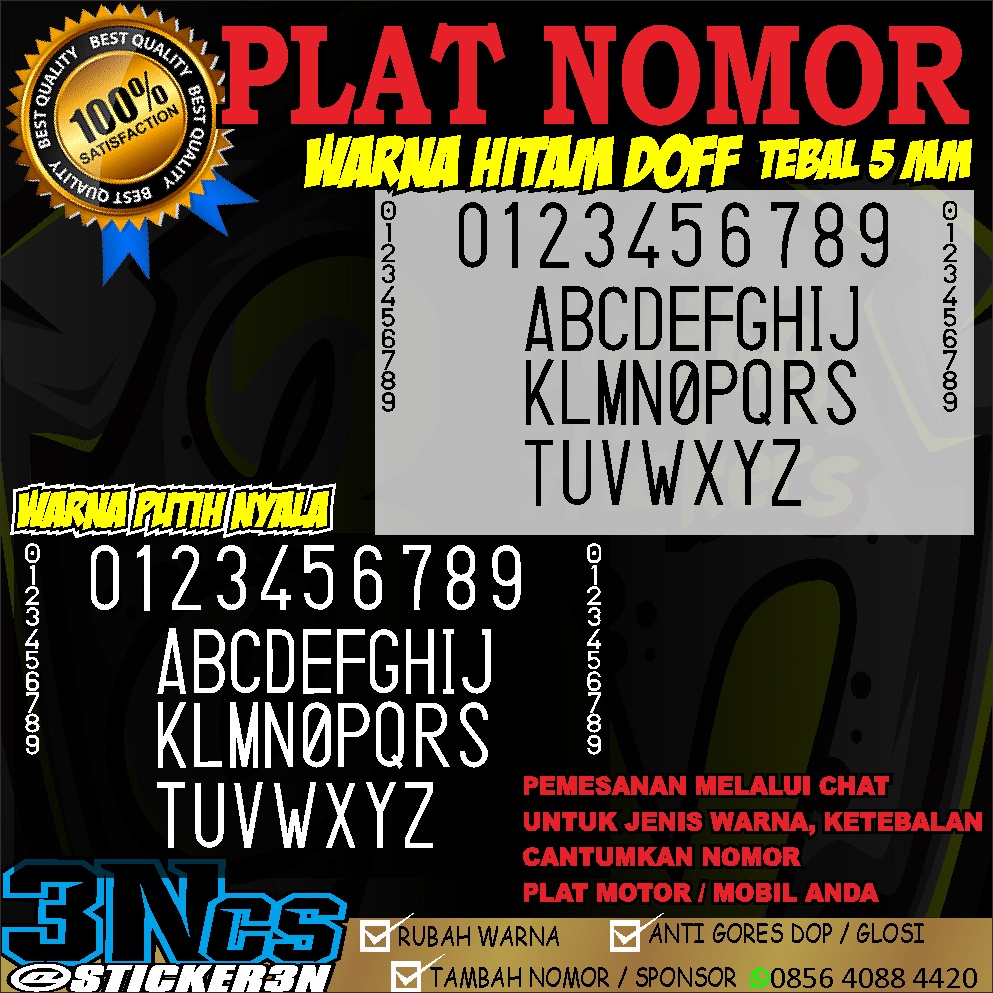 Cutting Sticker Plat Nomor Motor, Sticker Cutting Plat Nomor Mobil