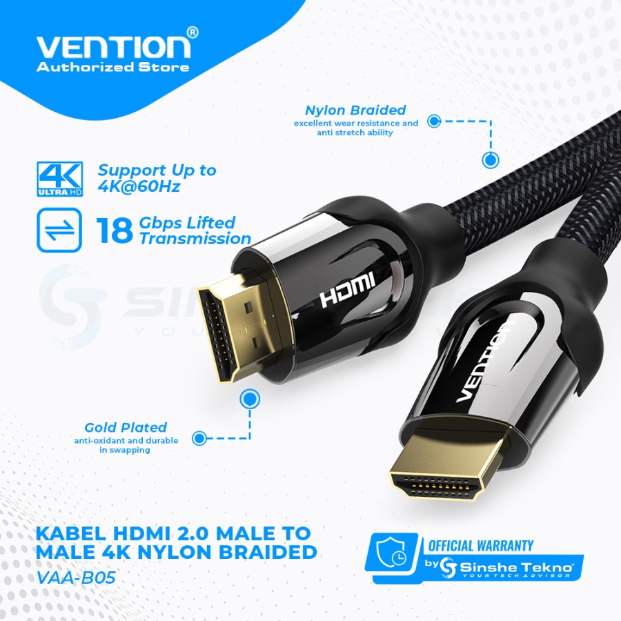 Jual Vention Kabel Hdmi Male To Male Vaa B K Braided Cable