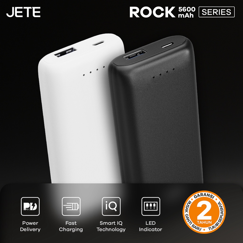 PowerBank 5600 MaH Fast Charging | Quick Charge | Smart IQ Technology  JETE Rock - Garansi 2 Tahun