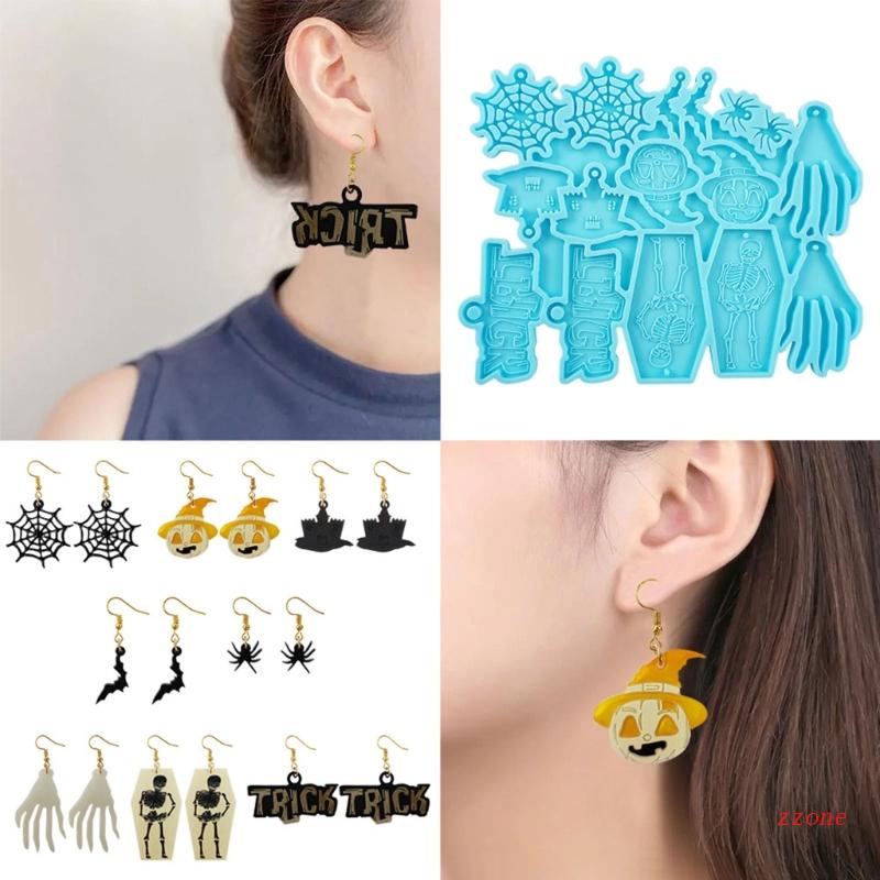 Cetakan Resin Epoksi Bahan Silikon Seri Halloween Untuk Membuat Perhiasan Anting Liontin