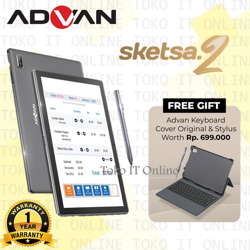 ADVAN TAB SKETSA 2 4GB/64GB 10&quot; TIGER T310 ANDROID 11 FULL SET