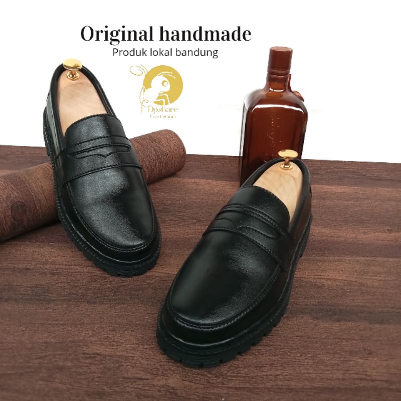 Sepatu Pormal Penny Loafer Full black Dm