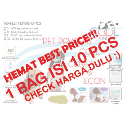 Harga Econ 10 pcs untuk Female/Betina Popok Anjing/Kucing/Dog/Cat Diapers/ Pampers/Popok