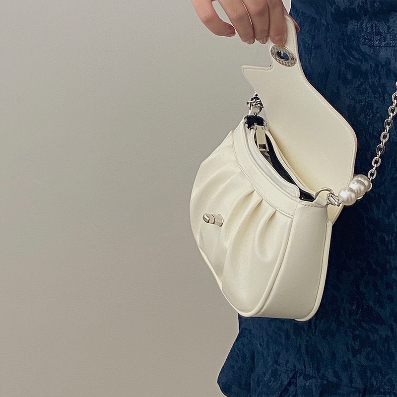 Tas Selempang Kulit Wanita Tas Cewek Rantai Bahu Mini Slingbag Pearl Bag JS2 417