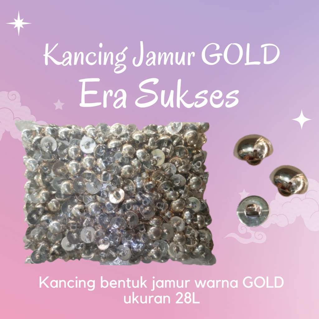 Kancing Jamur / kancing mutiara / kancing baju ukuran 20L warna EMAS GOLD