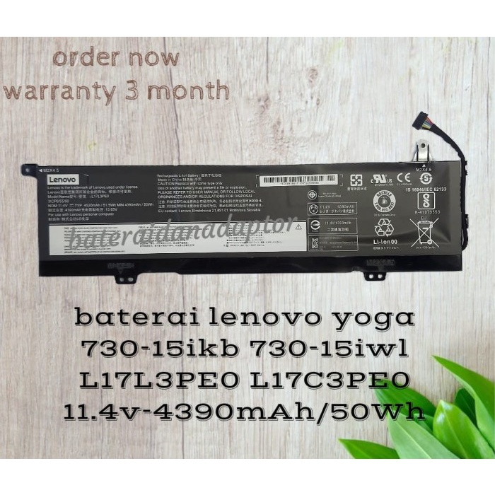 Baterai Lenovo Yoga 730-15ikb 730-15iwl L17L3PE0 L17C3PE0