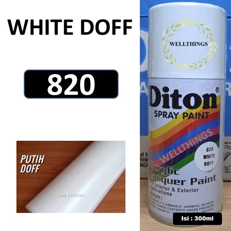 Cat Pilox DITON White Doff 820 300ml warna putih dop matte matt sepeda motor mobil semprot aerosol