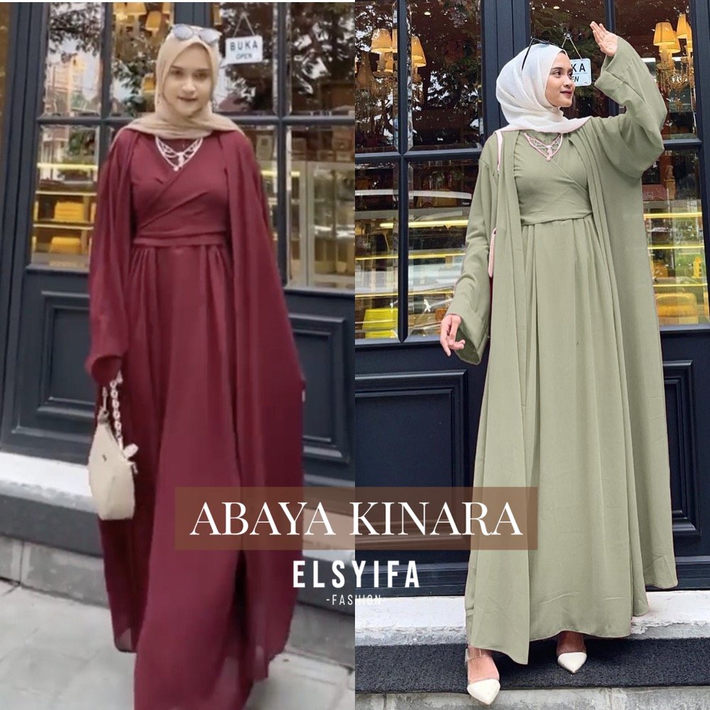 ABAYA ELSYIFA LENAYA SET OUTER + DRESS + FREE BROSS CANTIK BUSUI