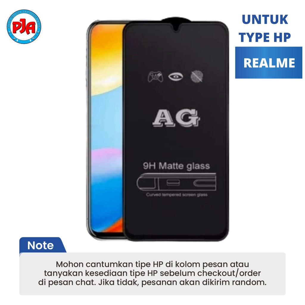 Tempered Glass Anti Gores Temperglass TG AG Matte Gaming Anti Minyak Kaca Full Screen Realme C1 C2 C3 C11 C12 C15 C17 C20 C20A C21 C21Y C25 C25S C25Y