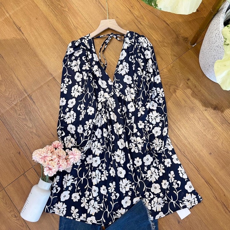 [Ijuf] EMA BLOUSE TUNIK DRESS VNECK BUNGA PREMIUM IMPORT BANGKOK BKK