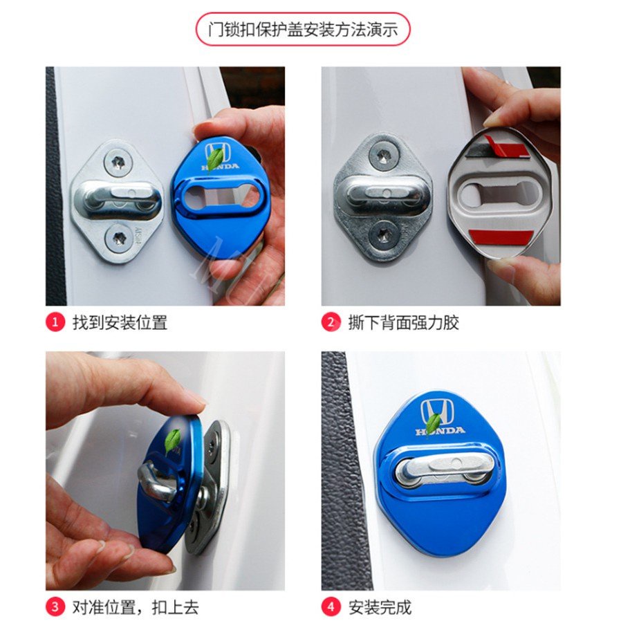 4pcs Cover Pelindung Kunci Pintu Mobil Bahan Stainless Steel Untuk Honda Freed Brio City Civic CRV HRV BRV Accord Jazz