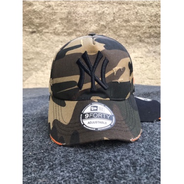 Topi  Baseball Pria Grade Import Baseball Hat Damage Ripped Sobek NY, Topi Bisbol NBA Cap Loreng Cam