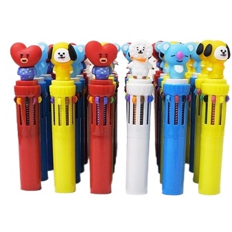 ( Ecer - Pen 10 Warna ) BALLPOINT ALAT TULIS BTS KPOP BANGTAN / 10 COLORS PEN / PENA WARNA WARNI BT21