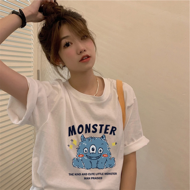 Kaos Lengan Pendek Wanita Putih/Atasan Oversize Wanita/T-shirt Ceria Tee Import (realpict)