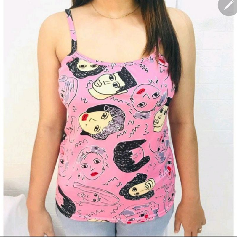 TankTop Corak motif tali kecil baju tank top distro retro