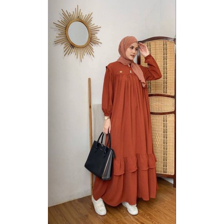 gamis wanita cika kringkel airflow | Kalla dress kringkel