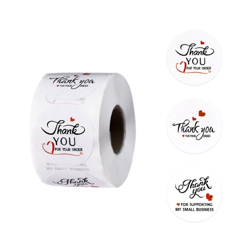 500x / Roll Stiker Label Perekat Desain Thank You Untuk Dekorasi Natal