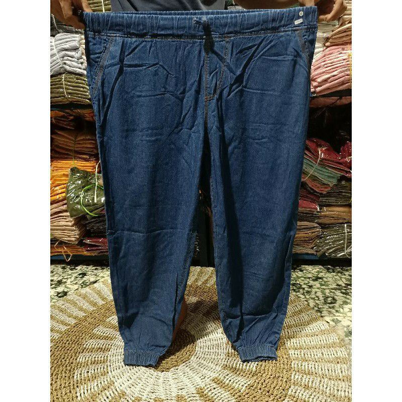 Jogger jeans Jumbo lingkar pinggang 130++\baggy jeans Jumbo rawis//rok jeans Jumbo