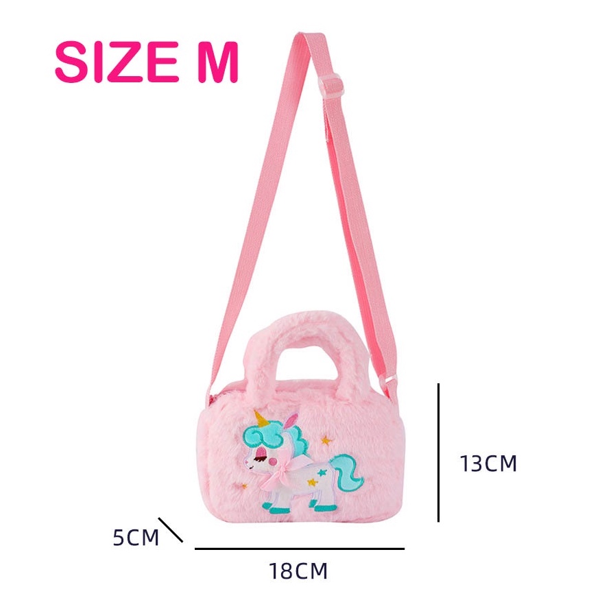 Tas unicorn bulu Sling bag unicorn fluffly tas selempang anak perempuan kado ultah anak