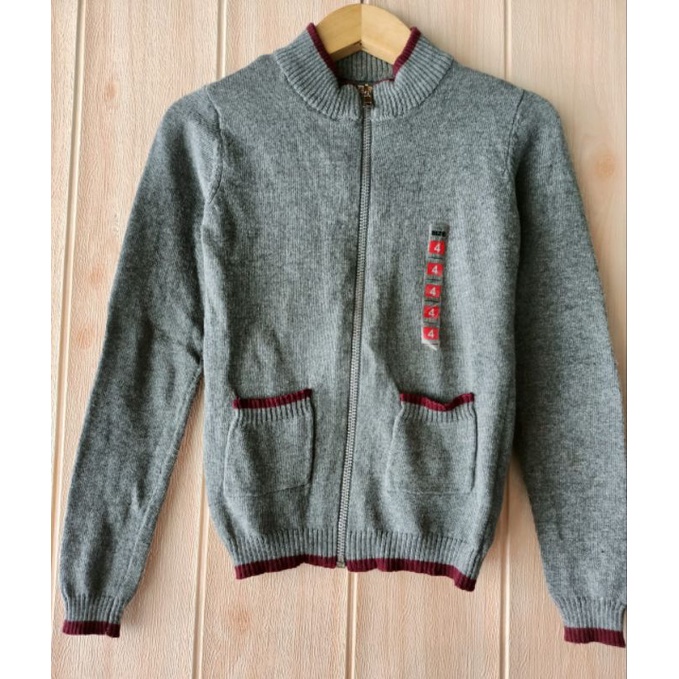 Jaket Sweater Rajut Anak Lee Cooper Abu
