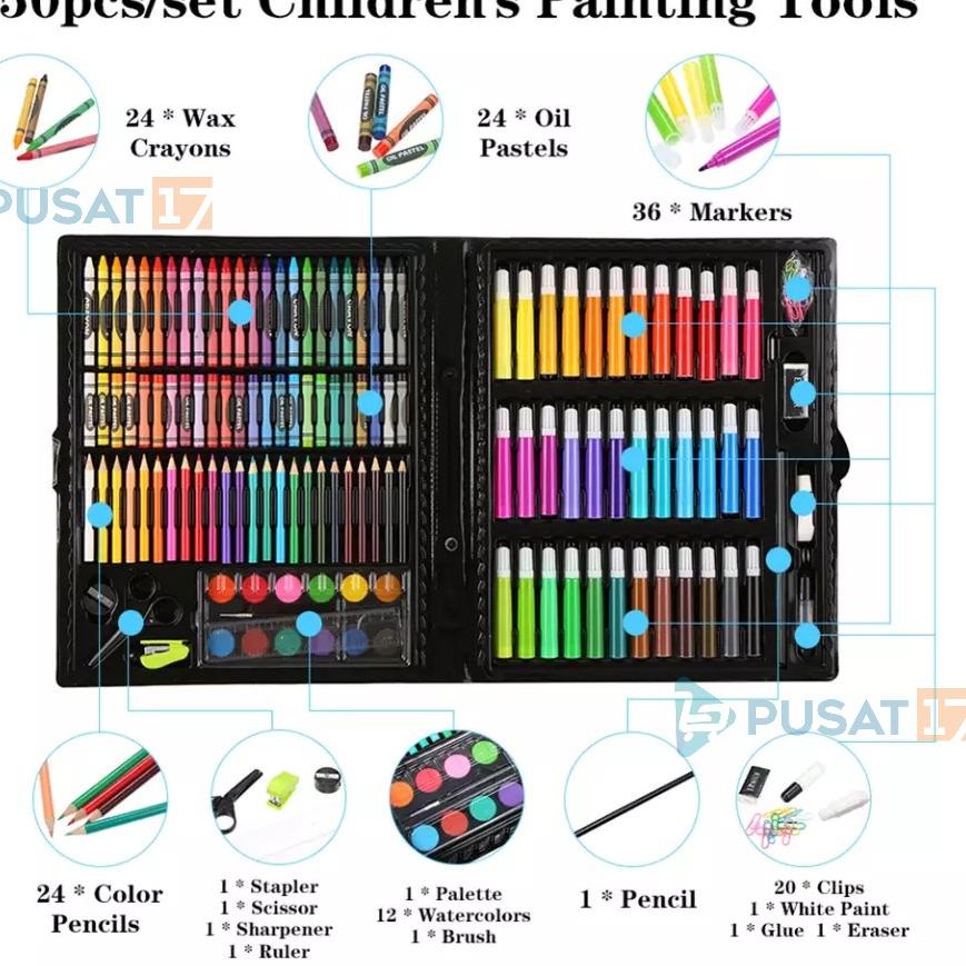 

[KODE 7BRBD] PUSAT17 ALAT TULIS SET CRAYON COLOURING SET 150PCS / ART SET 150PCS PENSIL WARNA SET ALAT LUKIS ANAK KRAYON SET