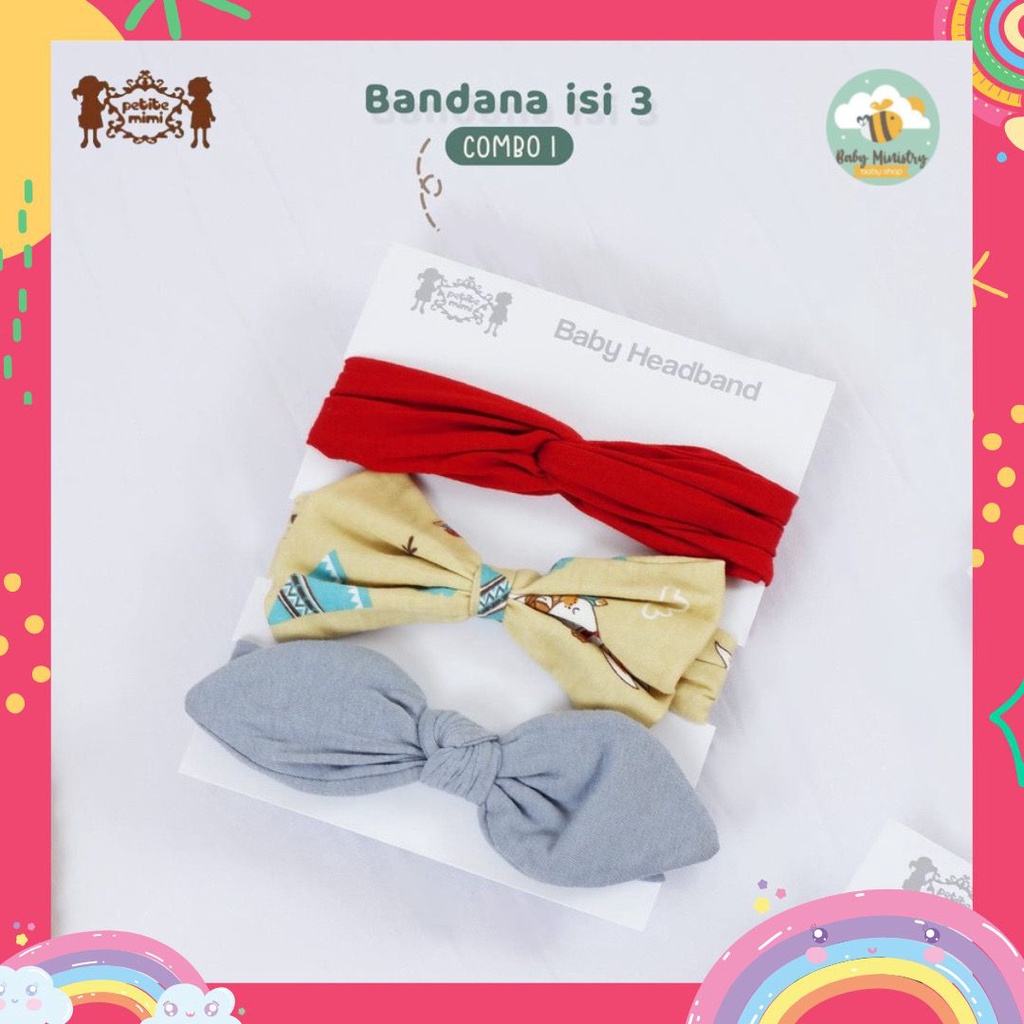 PETITE MIMI HEADBAND ISI 3/ BANDANA BAYI isi 3 / AKSESORIS RAMBUT BAYI