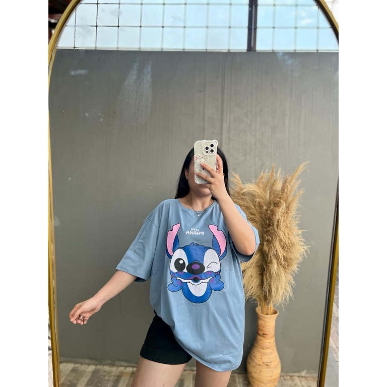 KAOS STITCH KEDIP XXXL | BAJU TUMBLR TEE SHIRT OVERSIZE DUSTY ROSE BLUE HITAM BEIGE | TUMBLR TEE | KOREA STYLE