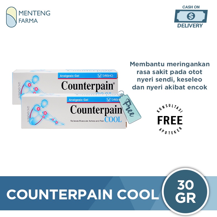 Counterpain Cool 30 Gr - Gel Analagesik Pereda Nyeri Otot Keseleo Memar dan Punggung