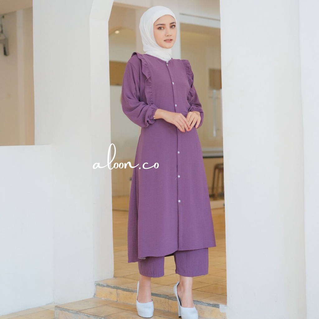 Farrania One Set Tunik Bahan Crinkle Airflow Busui Friendly – Setelan Wanita Murah Premium