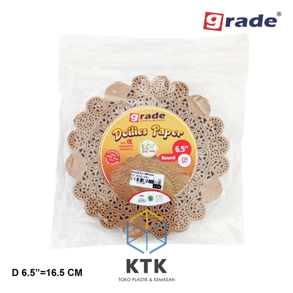 Doilies Paper Grade 6.5" Coklat [250 lembar] / Kertas Renda Doyleys Eco 6,5"