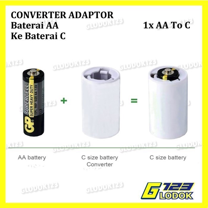 Converter Konverter Baterai 2 3 Pcs AA To D Batere Kecil A2 Ke Besar