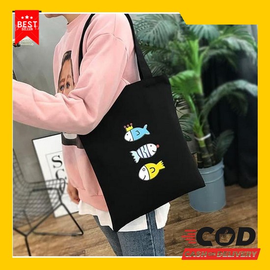Tas Tote Bag Wanita Toote Bag Tootbag Kain Toth Bag Totebag Totebage Tebal Resleting Kanvas Totabag 