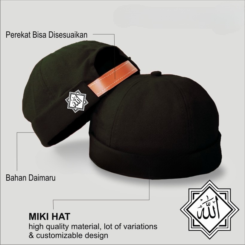 Topi Peci Miki Hat UAS Pria Dewasa Hijrah Termurah / Topi Peci Mikihat Muslim Kaligrafi ALLOHU AKBAR MASYA ALLAH BISMILLAH LAFADZ ALLAH