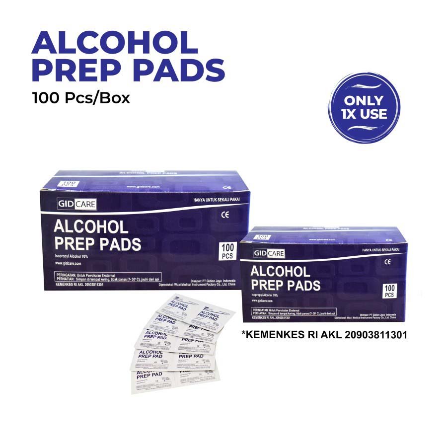 Alcohol Prep Pads Gidcare - Tisu Alkohol Swab