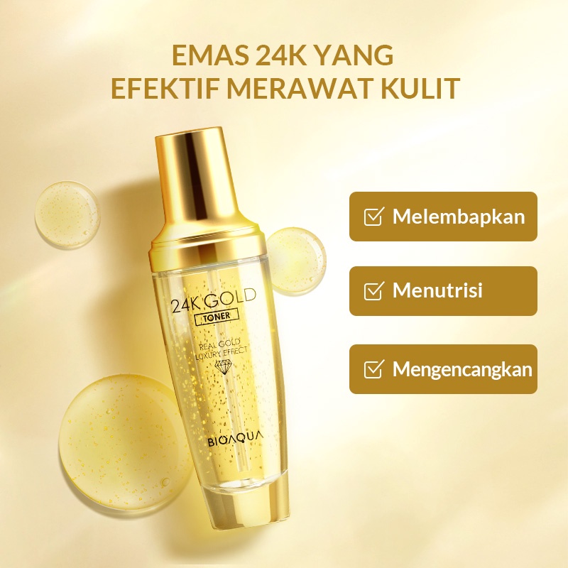 BUHOTEI BIOAQUA 24K Gold Toner 100ml Hydrating Oil Control BPOM dan HALAL