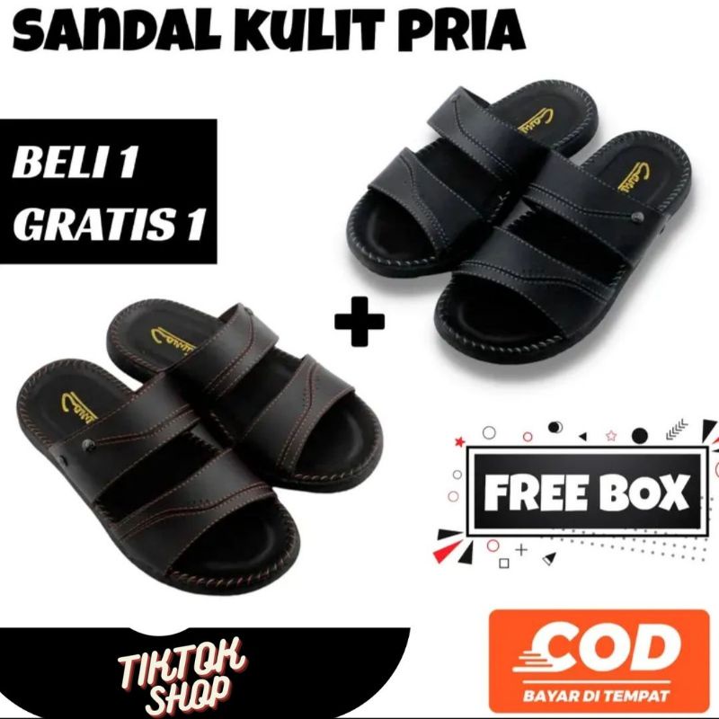 PROMO BELI 1 GRATIS 1 SANDAL SLOP KULID PRIA CARVIL/SANDAL PRIA MONDAY/SANDAL