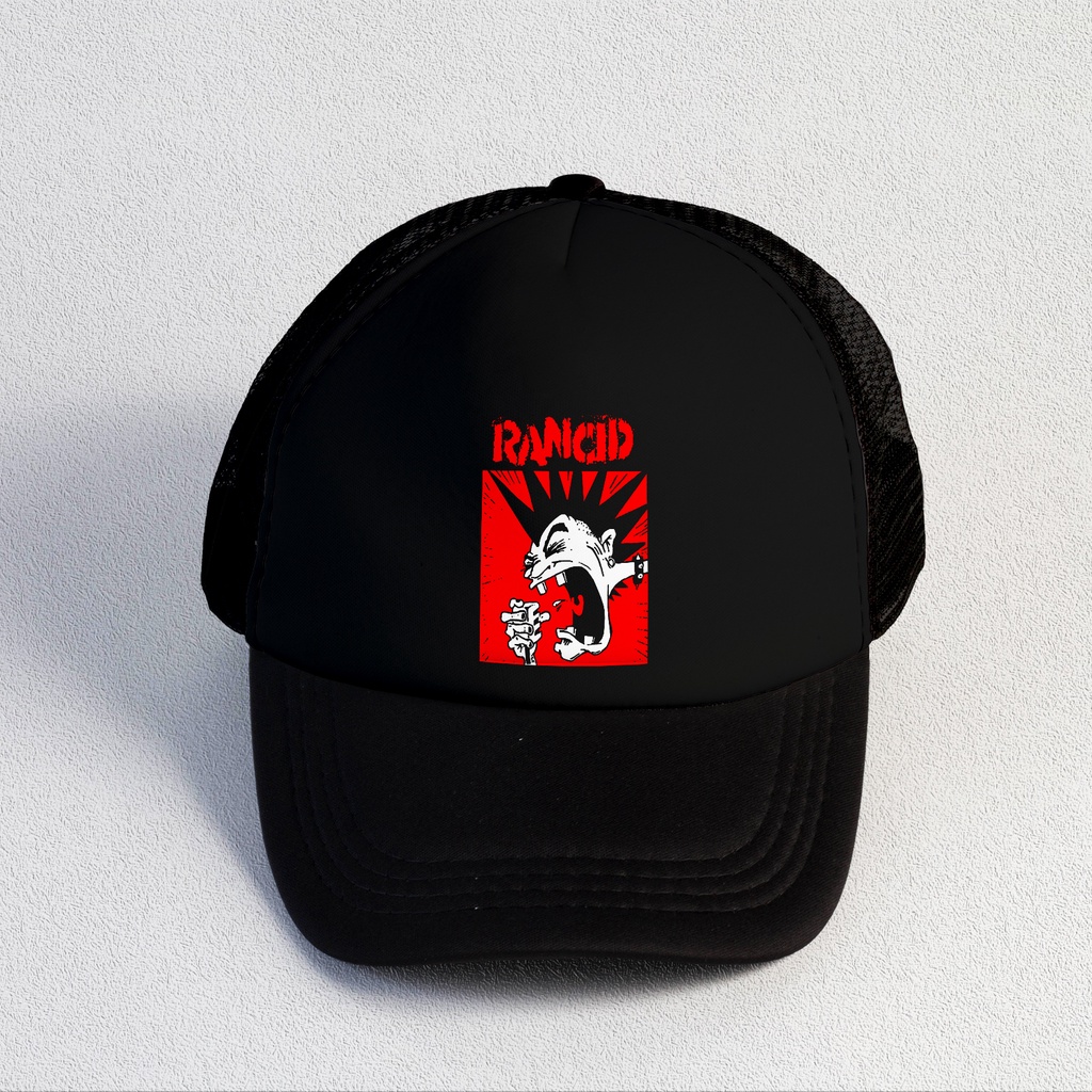 Rancid | Trucker Hat Best Seller | Topi Pria | Topi | Trucker | Topi Band | Baseball | Band | Topi Jaring | Topi Sablon | Head Studio