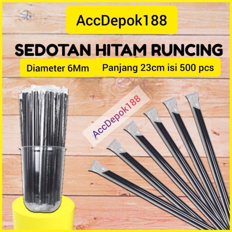 SEDOTAN PLASTIK 6MM 23CM / STERIL HITAM 500BATANG BUNGKUS HEGENIES KOPI LURUS LANCIP RUNCING 6 MM 23 CM 500PCS