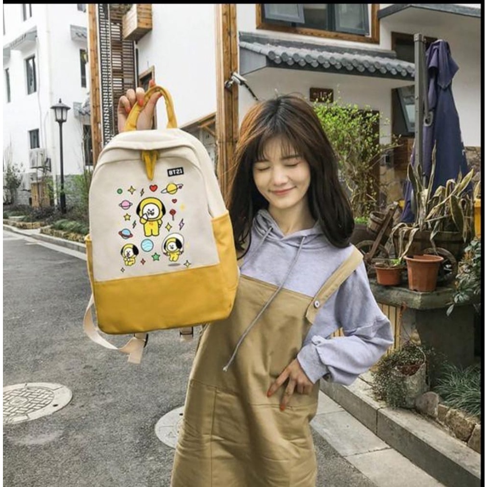 Tas Sekolah Anak Perempuan Karakter Kartun BT21 Style Korea