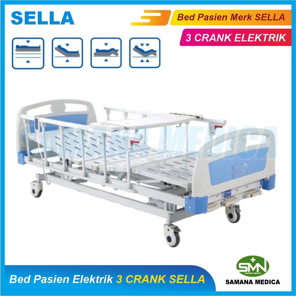 Bed Pasien ELEKTRIK 3 crank SELLA Ranjang Pasien Tempat Tidur Promo Murah