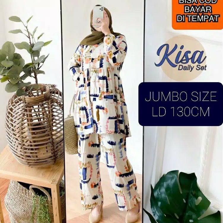 SUPER JUMBO LD 130CM SETELAN JUMBO BUSUI FRIENDLY PIYAMA RAYON VISCOSE / PAJAMAS JUMBO / SETELAN PIY