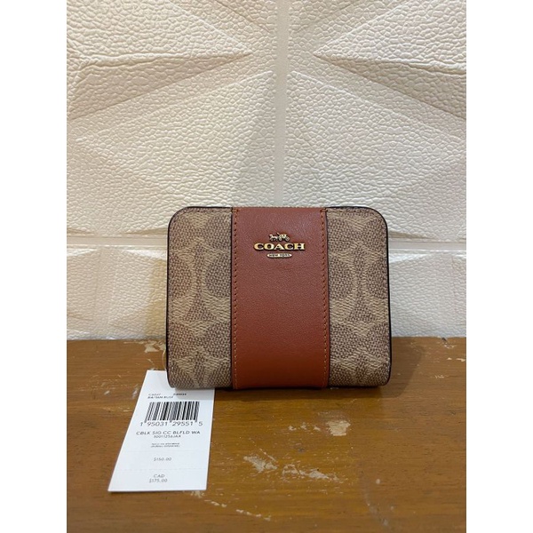 coach bifold wallet tan rust