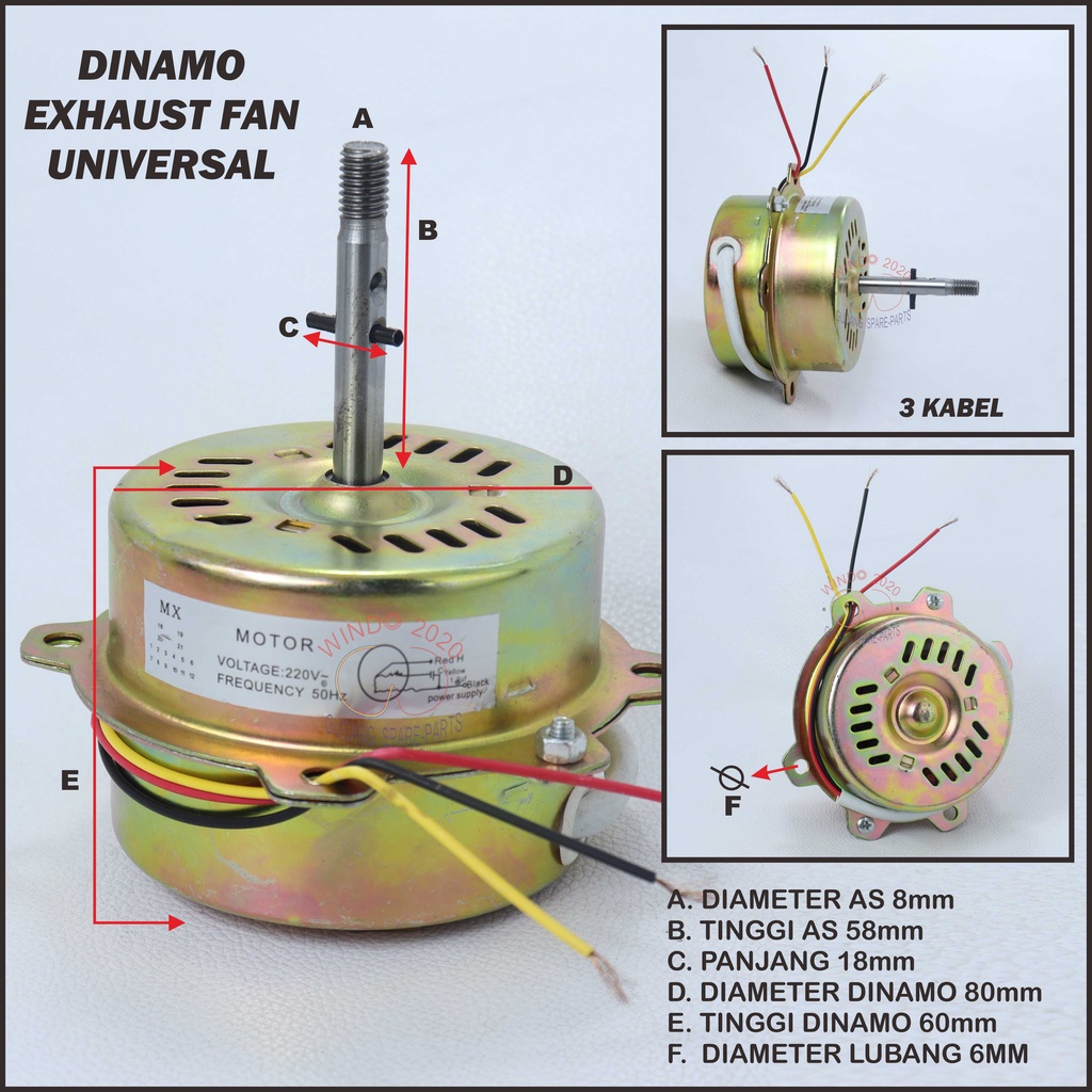 DINAMO EXHAUST FAN UNIVERSAL KIPAS ANGIN HEXOS - EXSOS TERMURAH WINDO